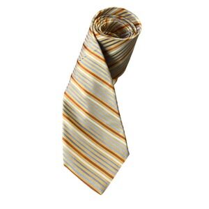 City of‎ London Necktie Gold Brown Blue Striped Colorful Patterned Back